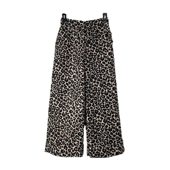 NEW Anthropologie Maeve Kate Leopard Jacquard cropped Trousers pants Size 00 wid - Picture 2 of 10